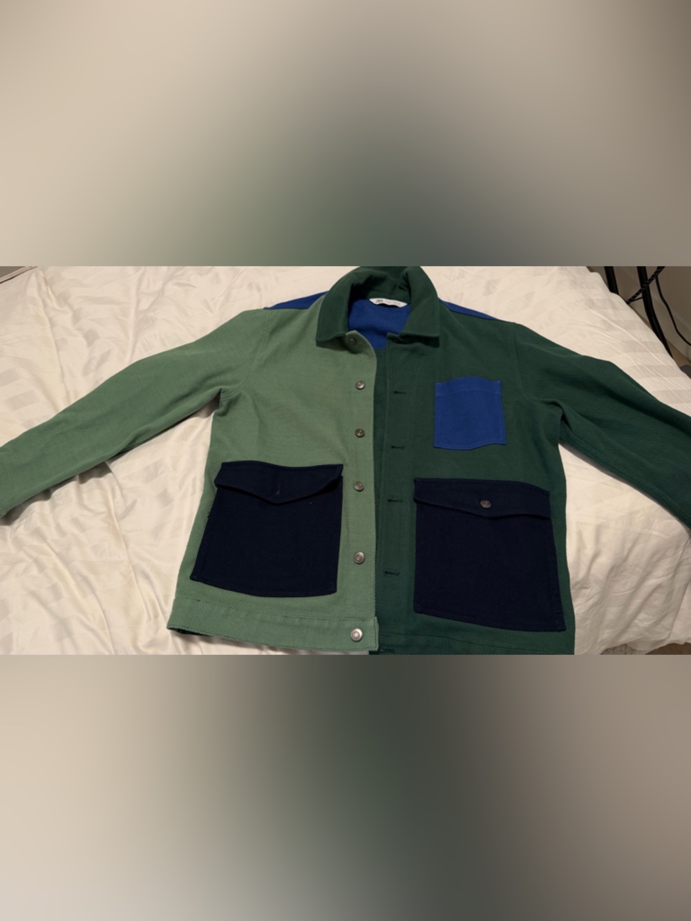 Zara Green and Royal Blue Colorblock Jacket - Picture 2 of 7